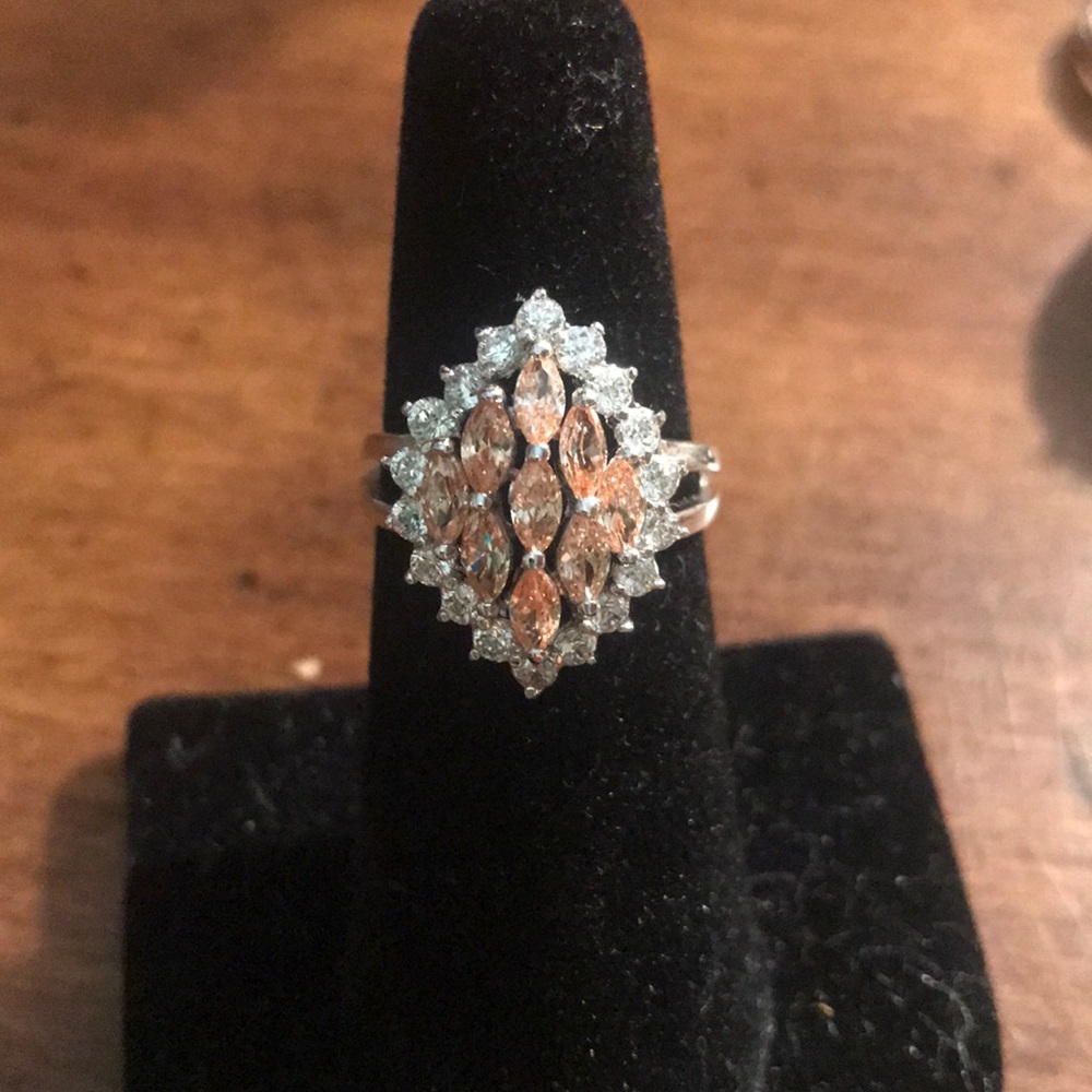 Peach and clear crystal